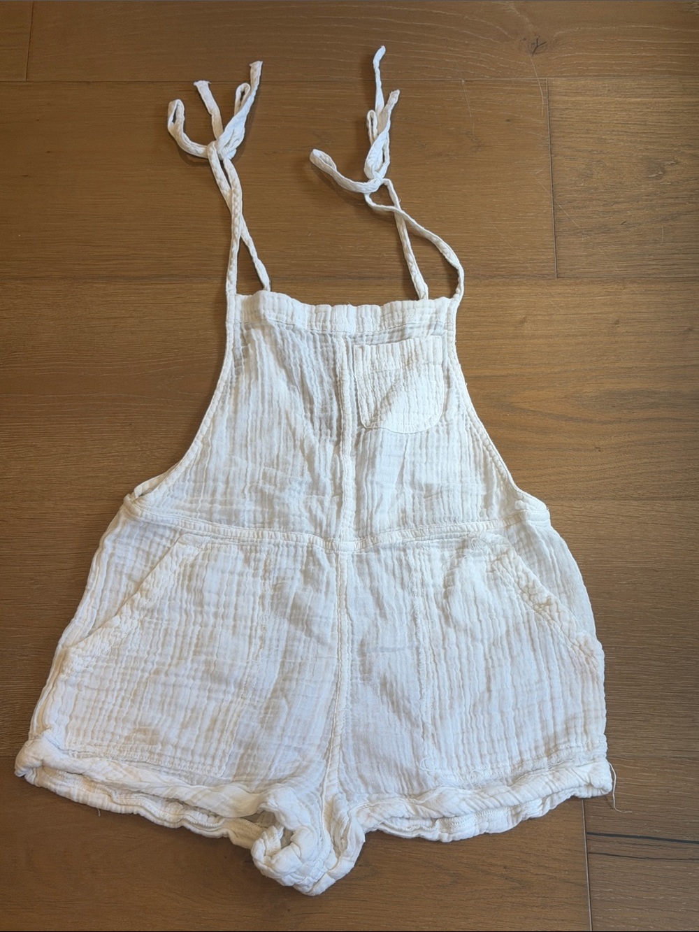 Abercrombie & Fitch White Gauze Tie-Shoulder One-Piece Beach Romper